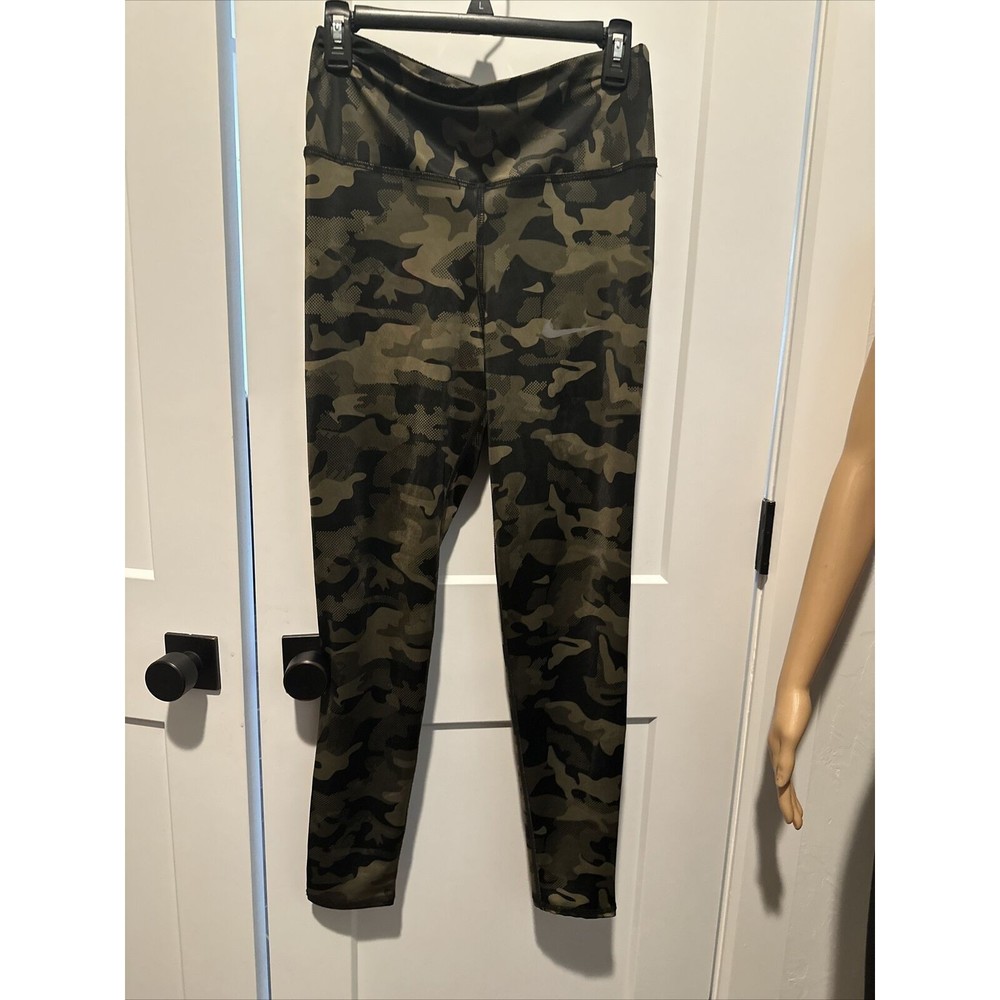 Nike Leggings Women's M One Mid Rise Camo Dri-Fit Athleisure Green
